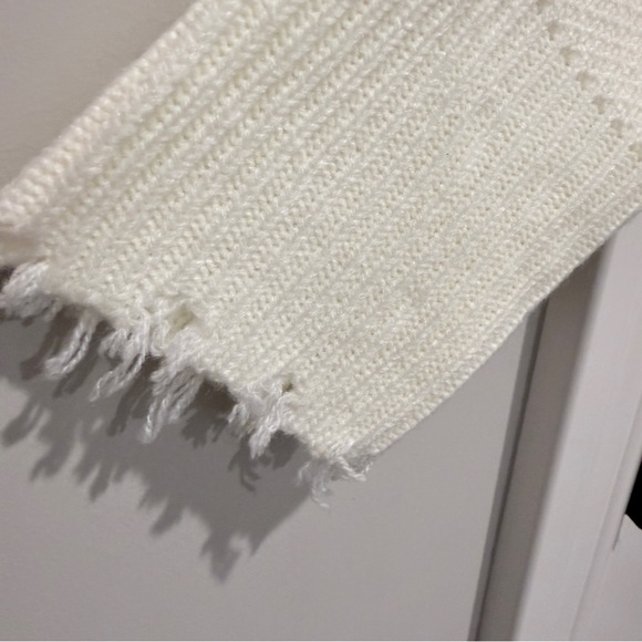 White Open-Front Cardigan with Pearls and distressing - Picture 5 of 11